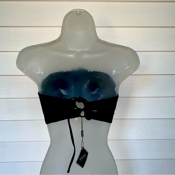 Women’s NWT’s Zaful Black Fitted strapless Crop Binkini Top - Picture 4 of 5